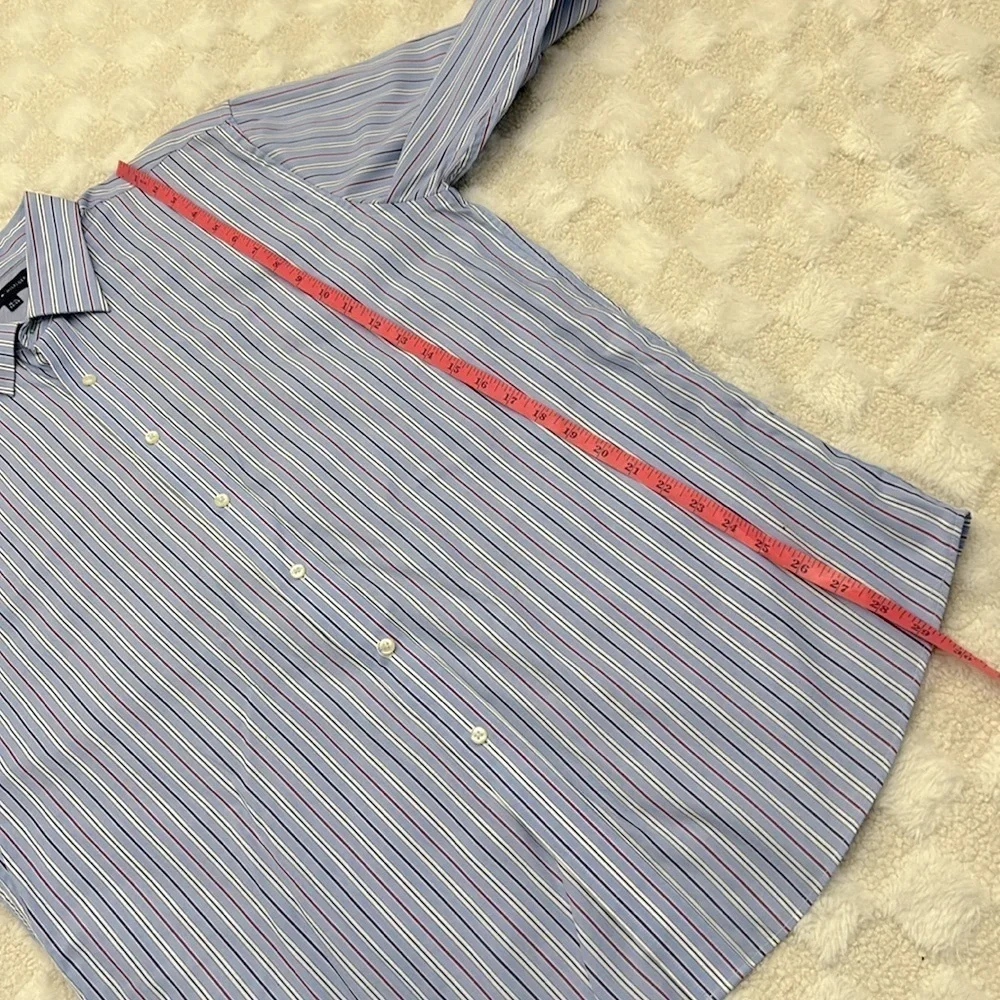 Tommy Hilfiger Mens‎ Button Down Stripped Shirt Size 16 1/2 Blue White Burgundy